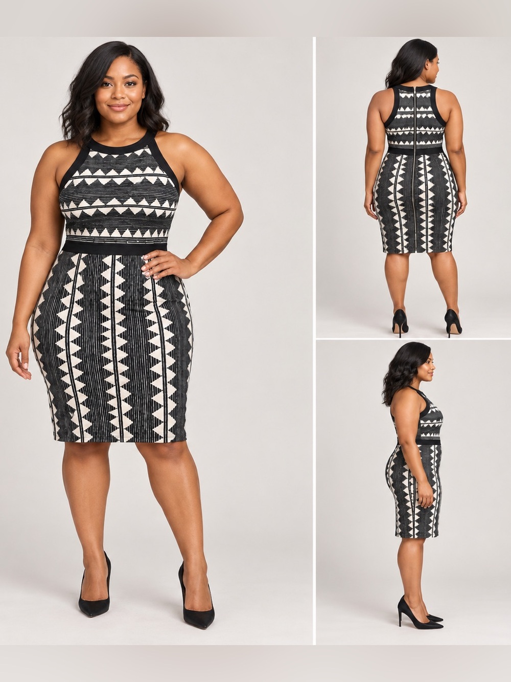 H&M printed geometric tank dress XL